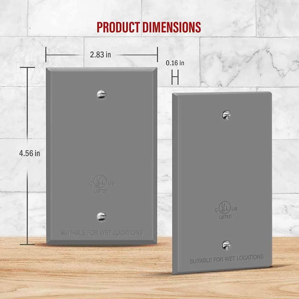 1-Gang Weatherproof Metallic Blank Wall Plate Gray
