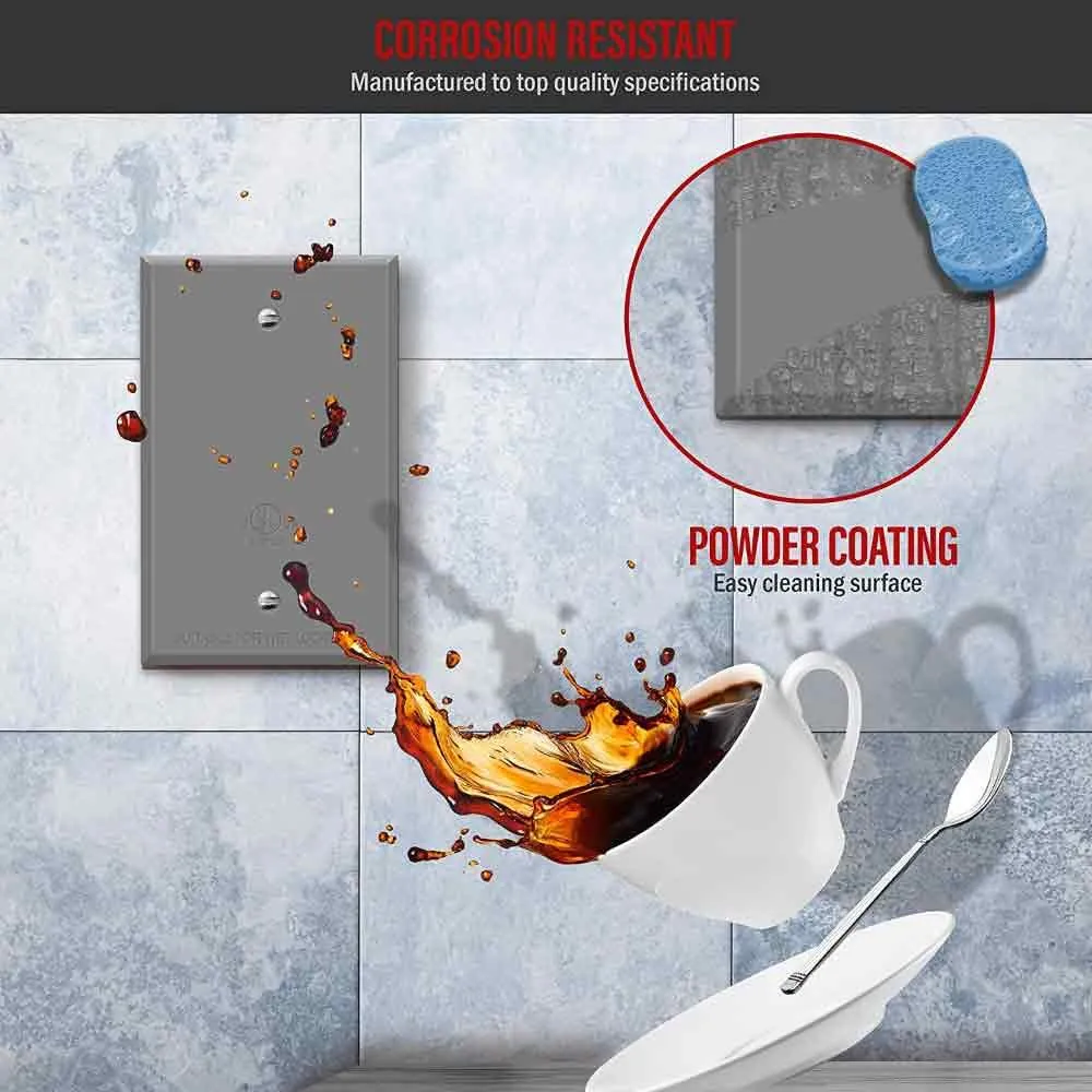 1-Gang Weatherproof Metallic Blank Wall Plate Gray