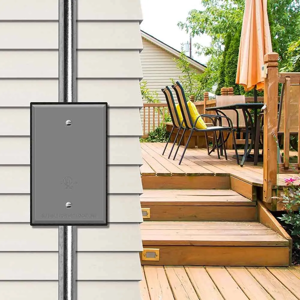 1-Gang Weatherproof Metallic Blank Wall Plate Gray