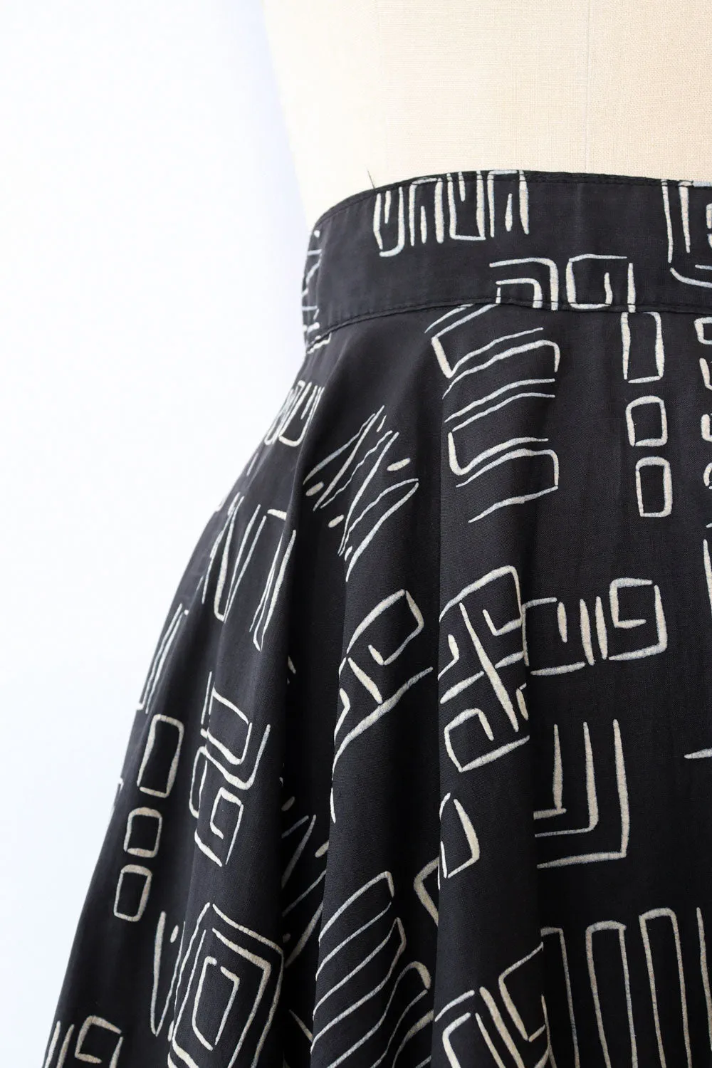 1950s Modernist Monochrome Circle Skirt S