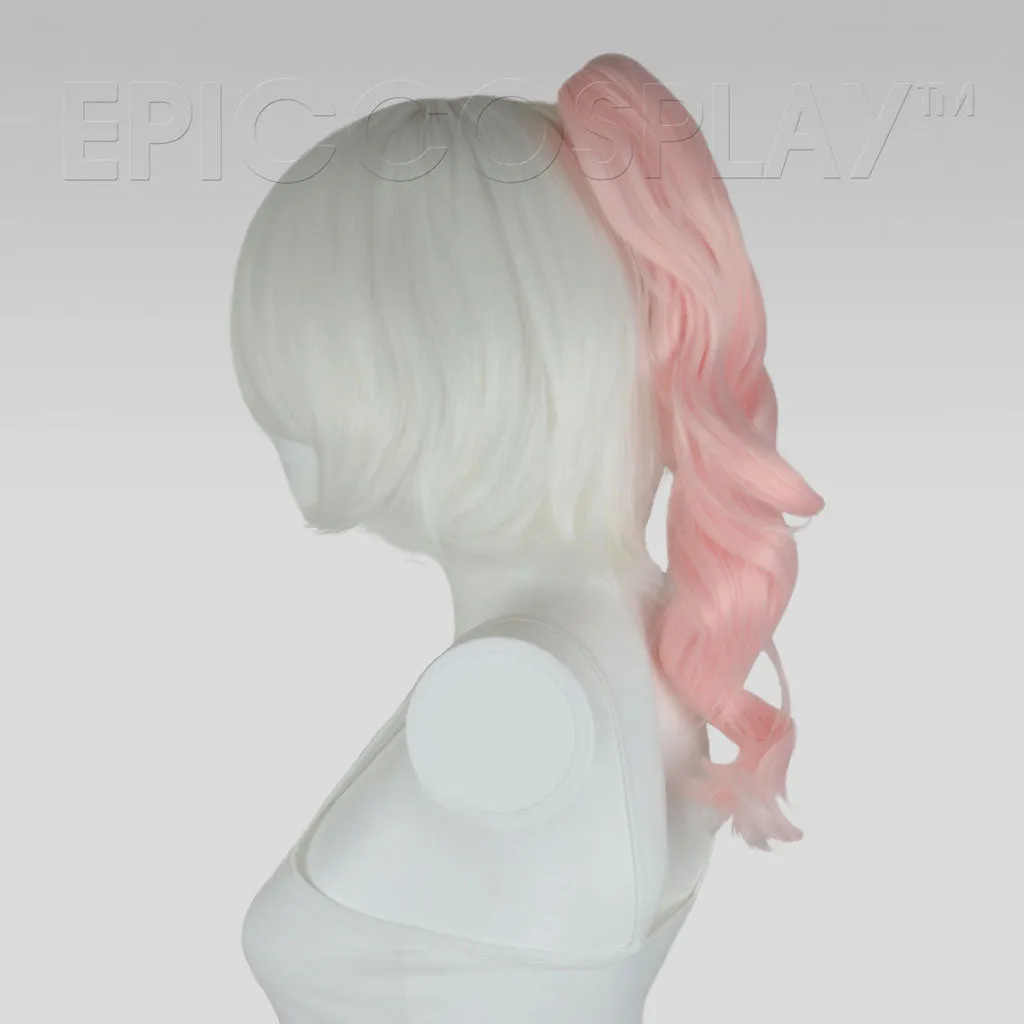 20" Fusion Vanilla Pink Wavy Curly Ponytail Clipon