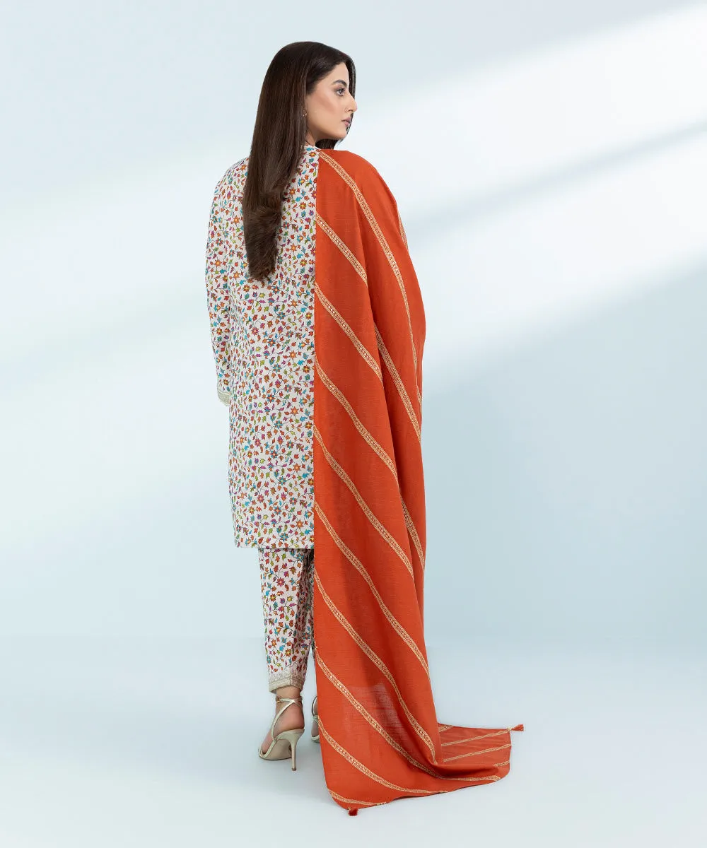 3 Piece- Embroidered Khaddar Suit