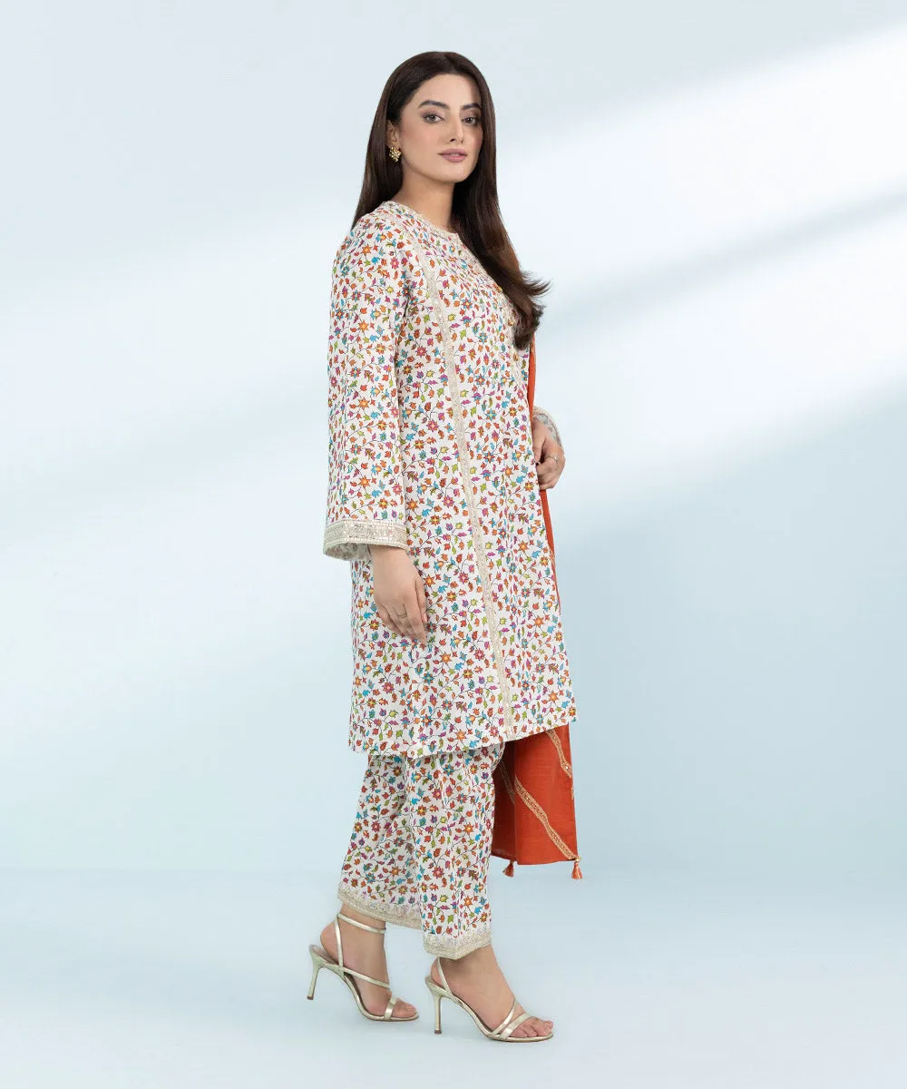 3 Piece- Embroidered Khaddar Suit