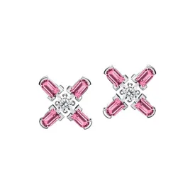 Arch Florale PM Stud Earrings, 18k White Gold with DAVIDOR Arch Cut Pink Tourmalines and Brilliant Diamonds