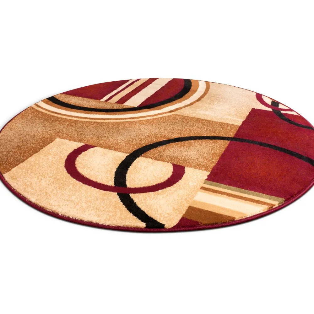 Arcs & Shapes Red Modern Rug