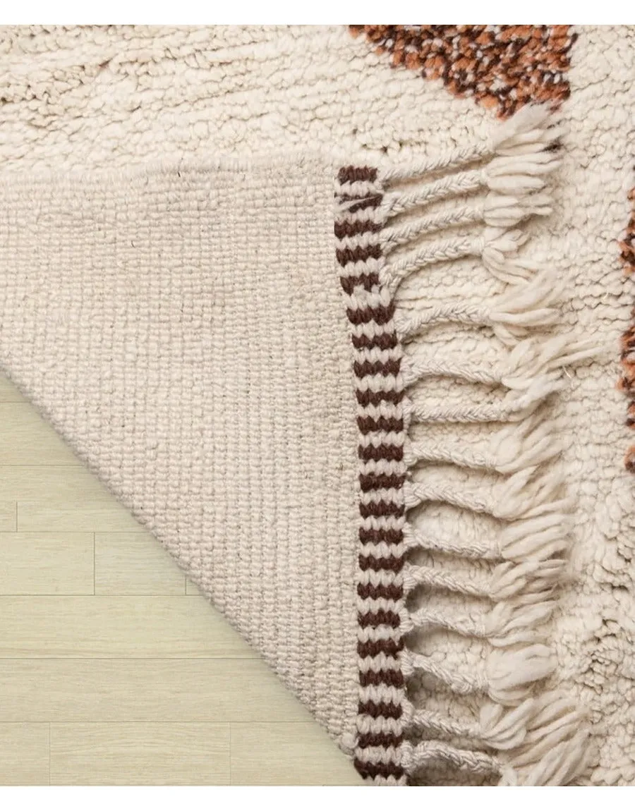 Authentic Moroccan Wool Orange and Brown Beni Mrirt Rug