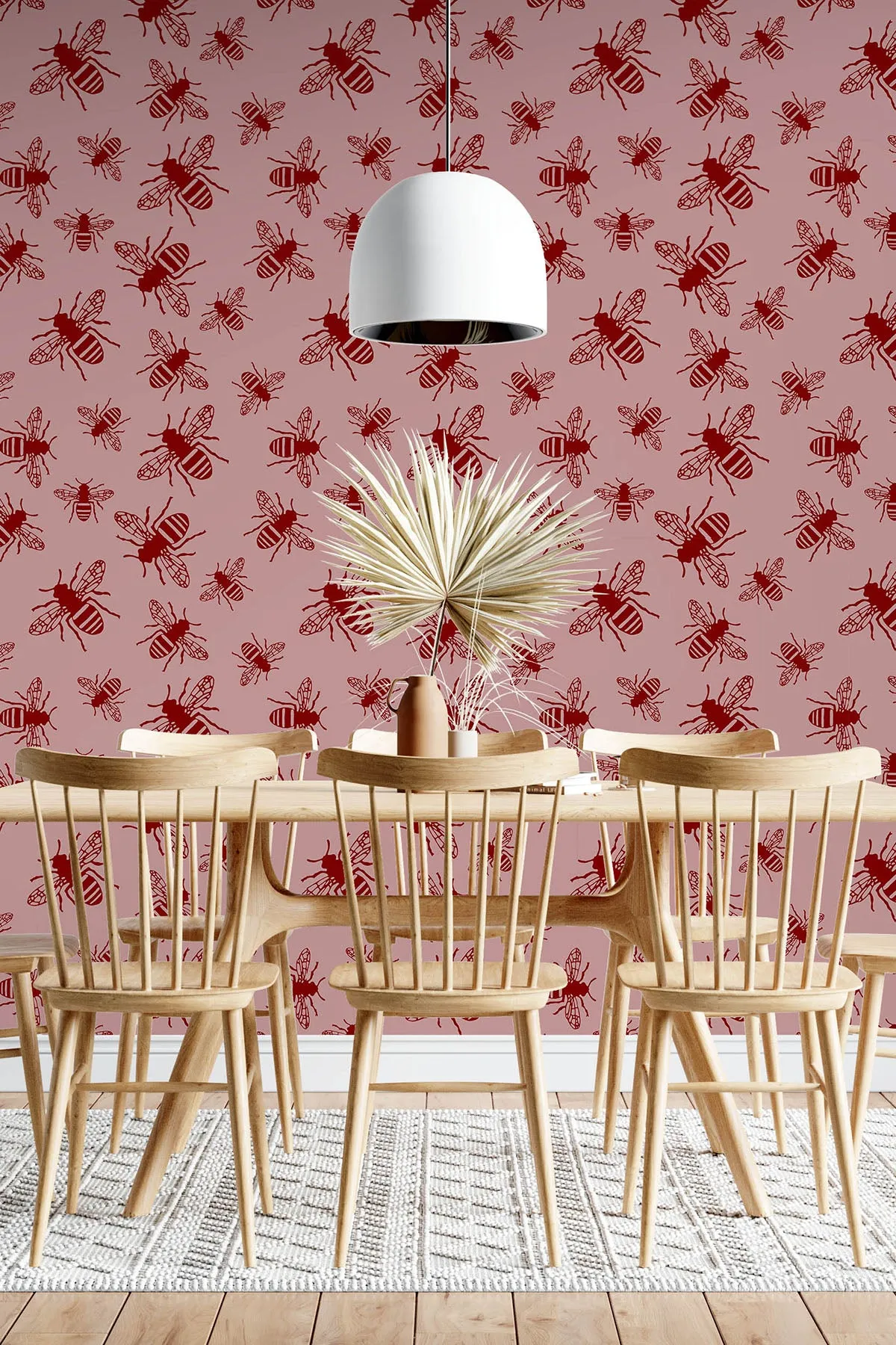 Bee Print Wallpaper (Blush Pink)