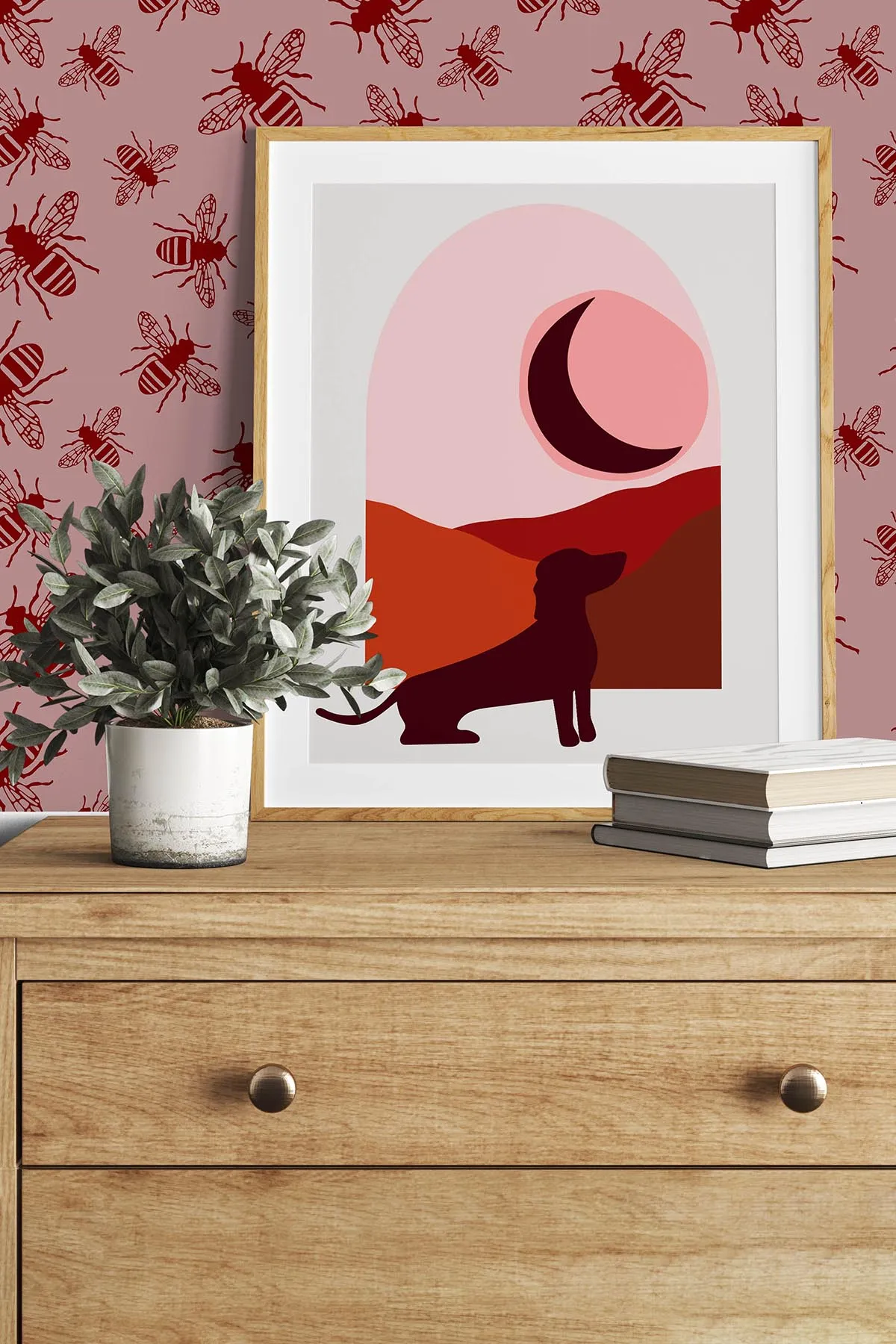Bee Print Wallpaper (Blush Pink)