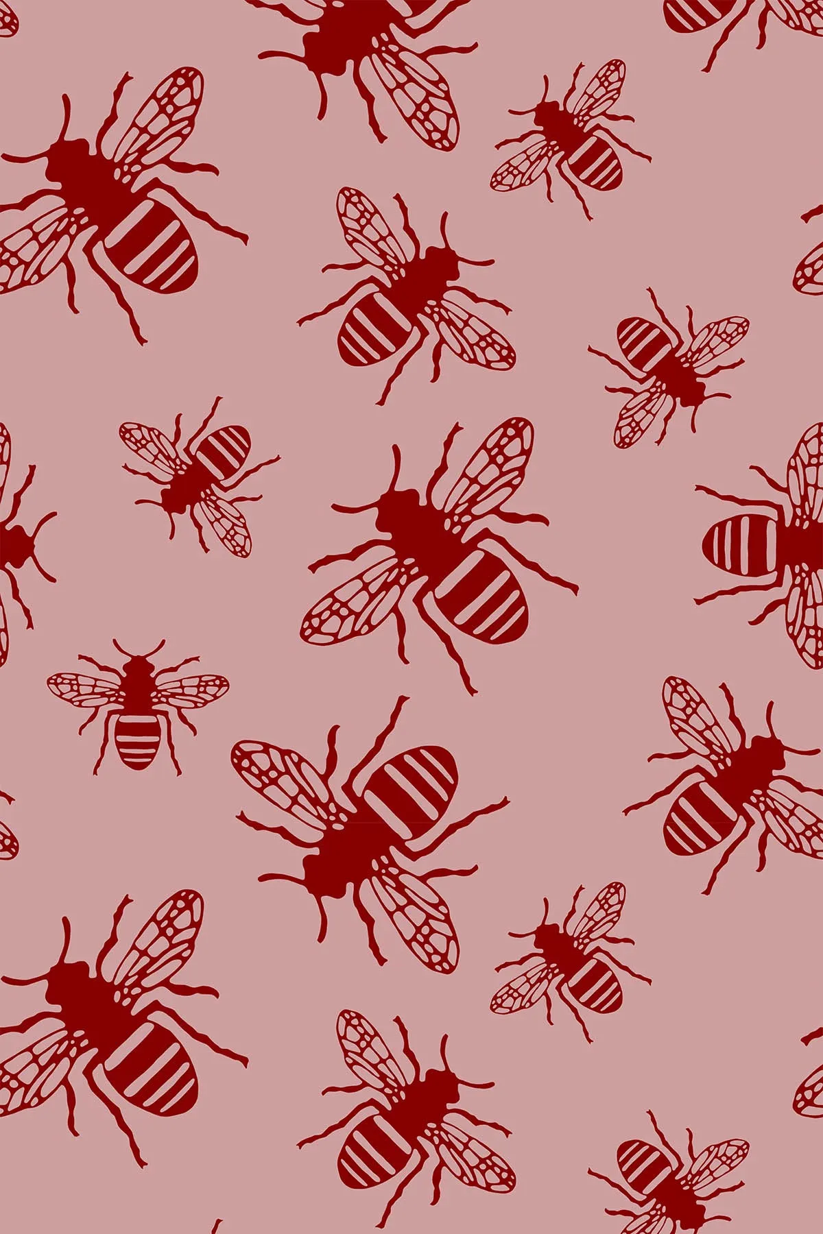 Bee Print Wallpaper (Blush Pink)