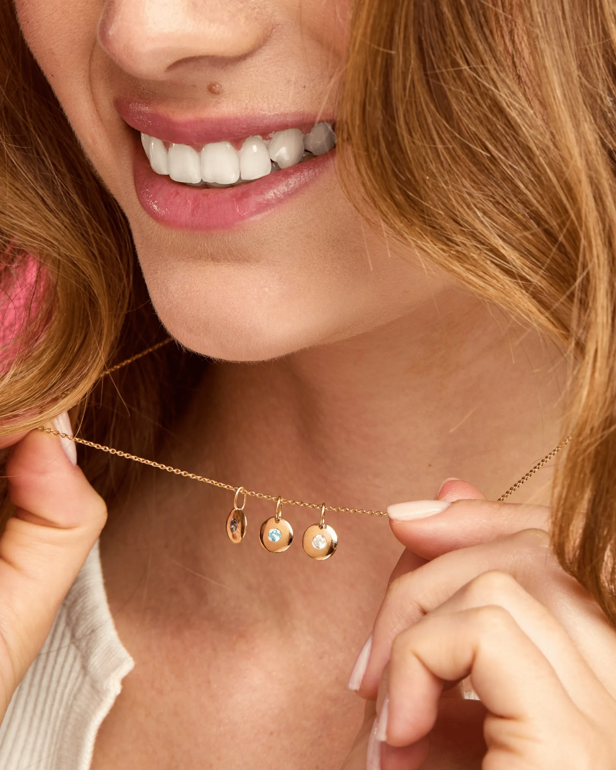 Birthstone Charm Necklace - 18K Rose Vermeil