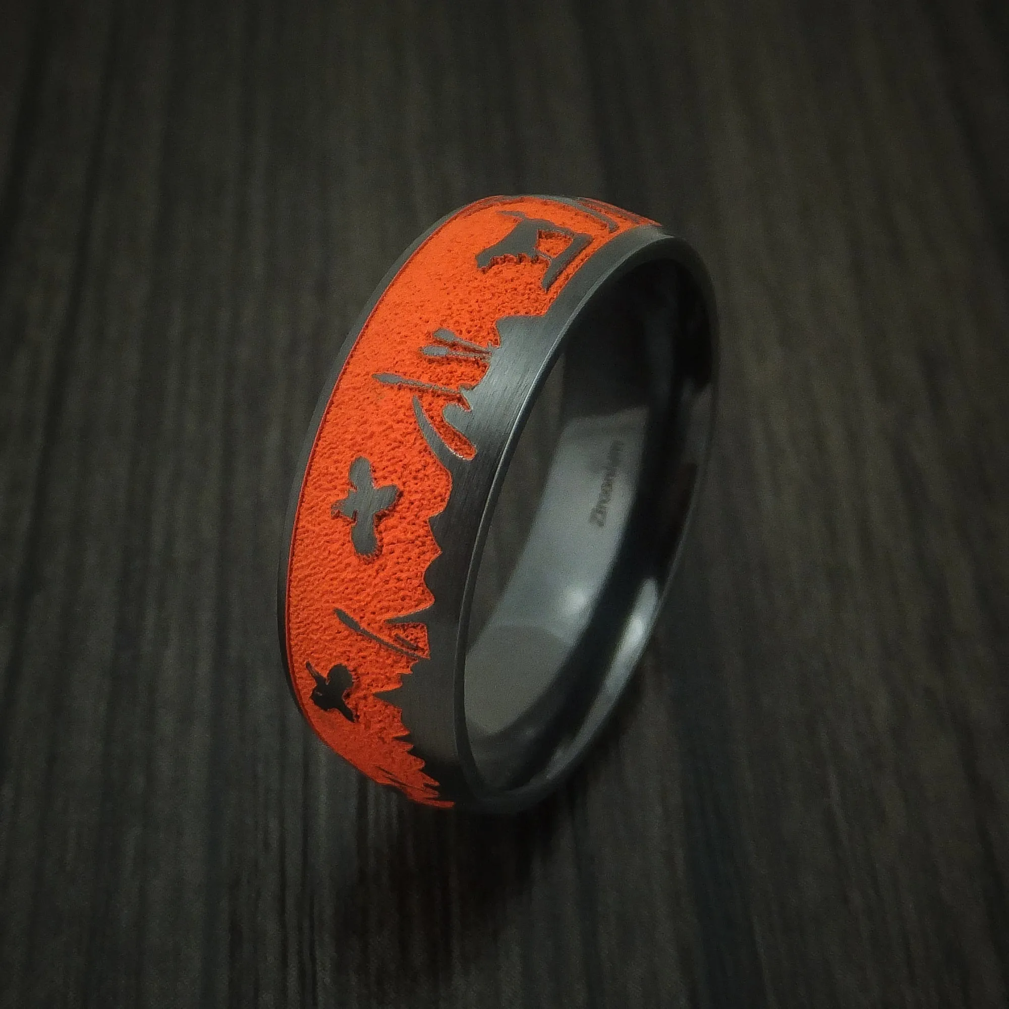 Black Titanium Duck Hunter Band with Cerakote Custom Made Men's Ring
