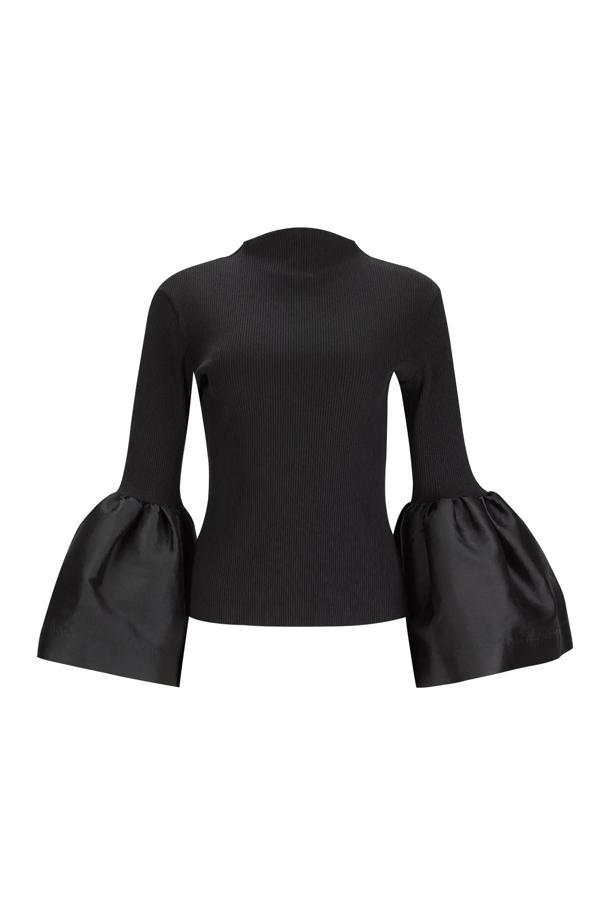 BLACK TURTLENECK PUFF SLEEVE TOP