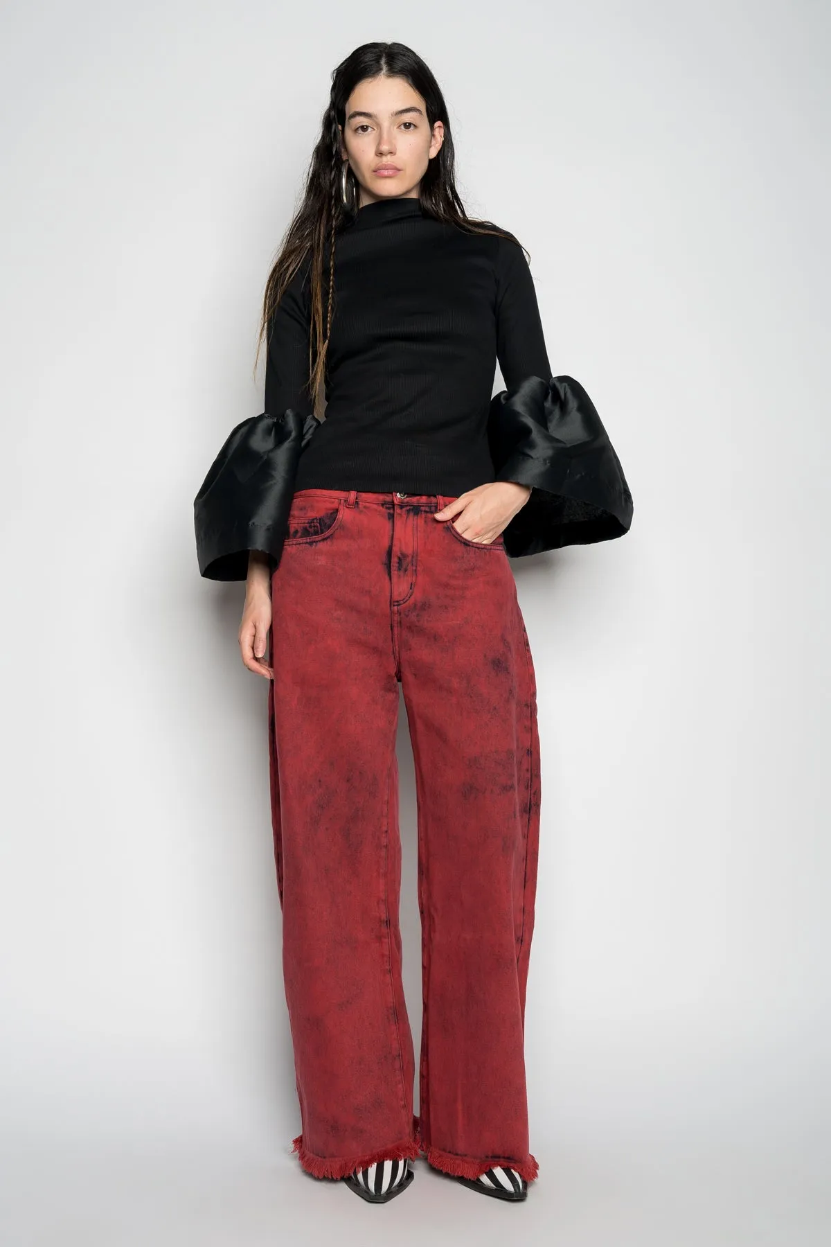 BLACK TURTLENECK PUFF SLEEVE TOP