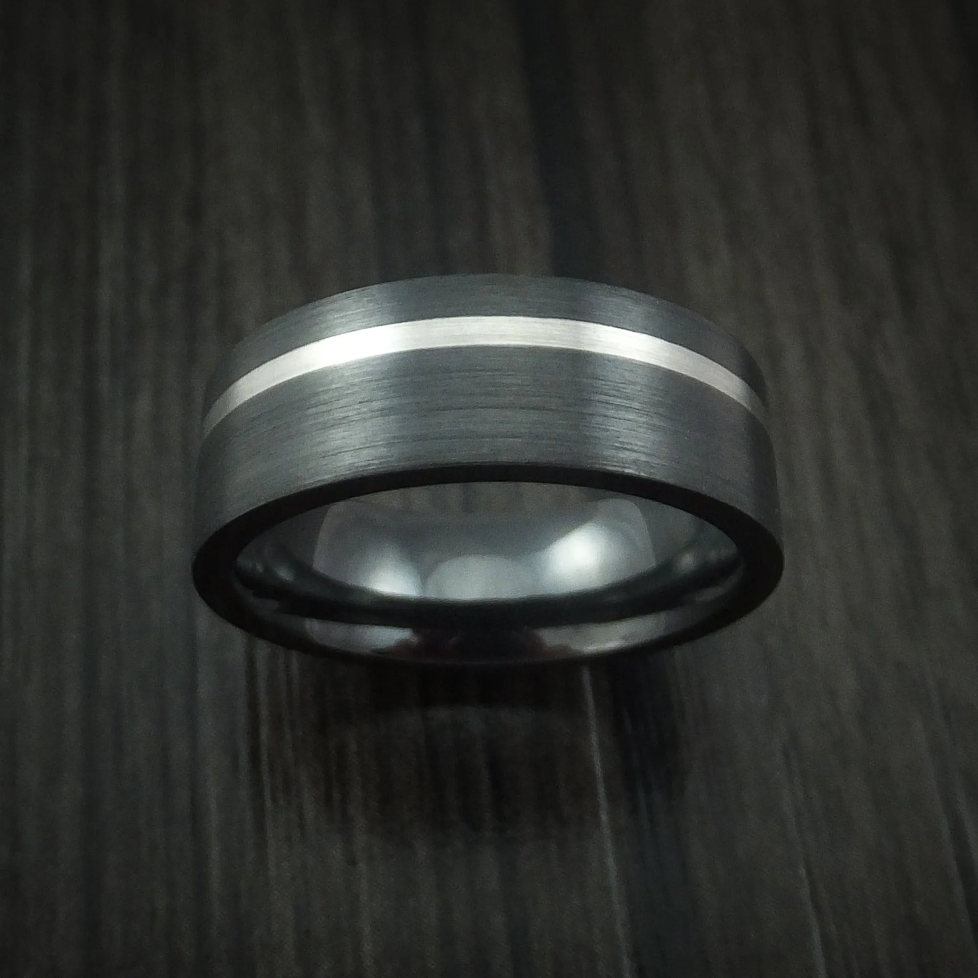 Black Zirconium and Platinum Men's Ring Custom Made Band