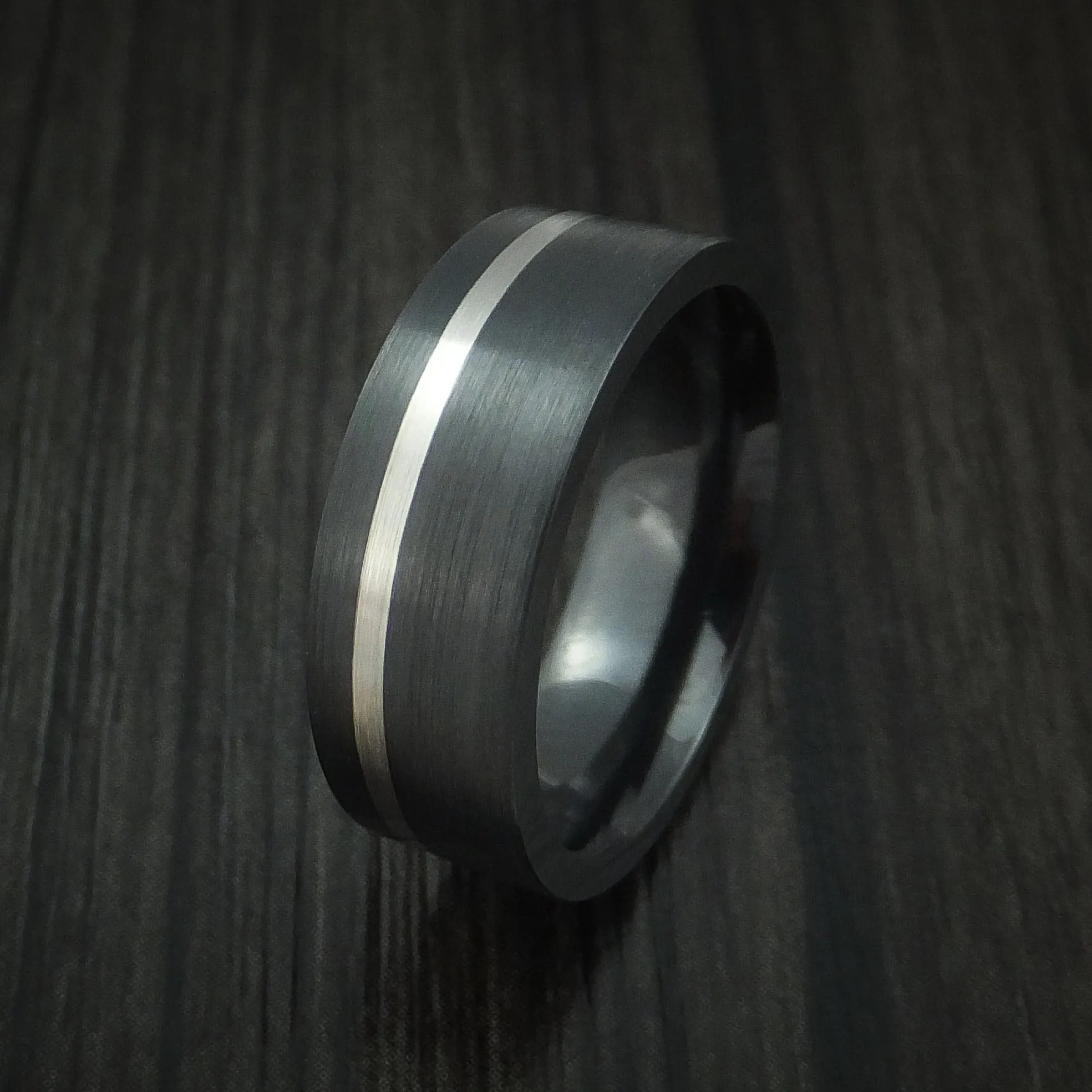 Black Zirconium and Platinum Men's Ring Custom Made Band