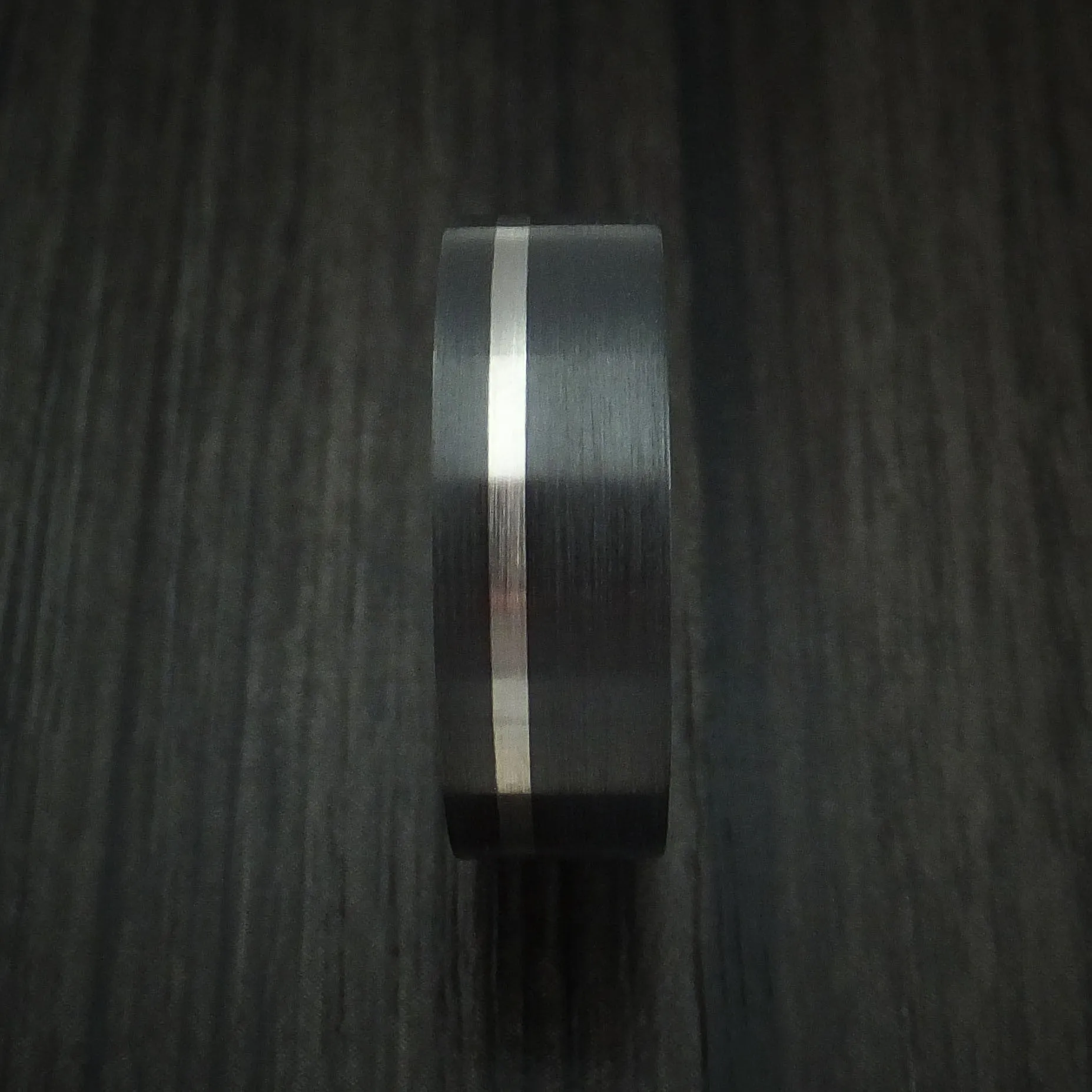 Black Zirconium and Platinum Men's Ring Custom Made Band