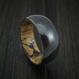 Black Zirconium and Spalted Tamarind Wood Hard Wood Sleeve Men's Ring Custom Made