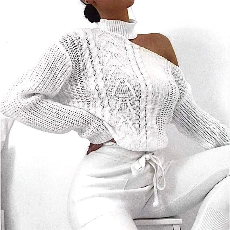 Blouse Top Open Left shoulder Sweater