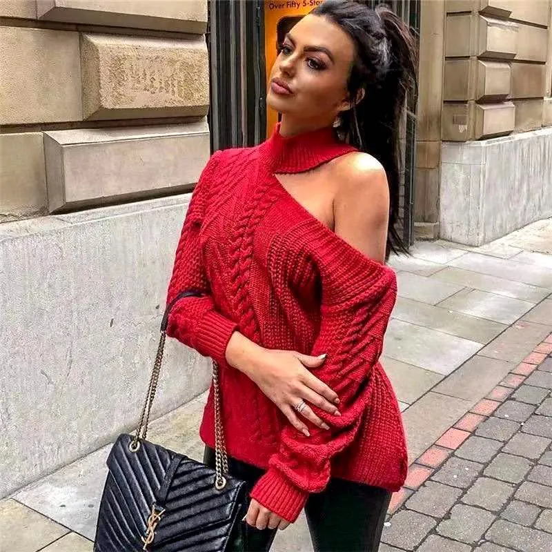 Blouse Top Open Left shoulder Sweater