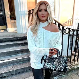 Blouse Top Open Left shoulder Sweater