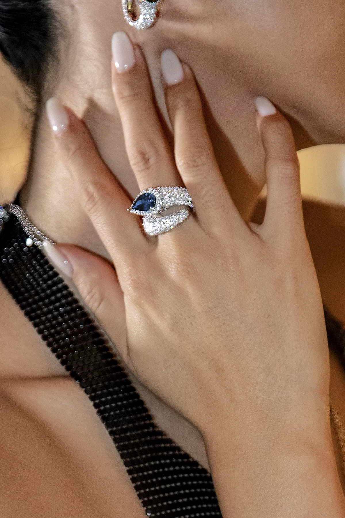 Blue Pear Ring