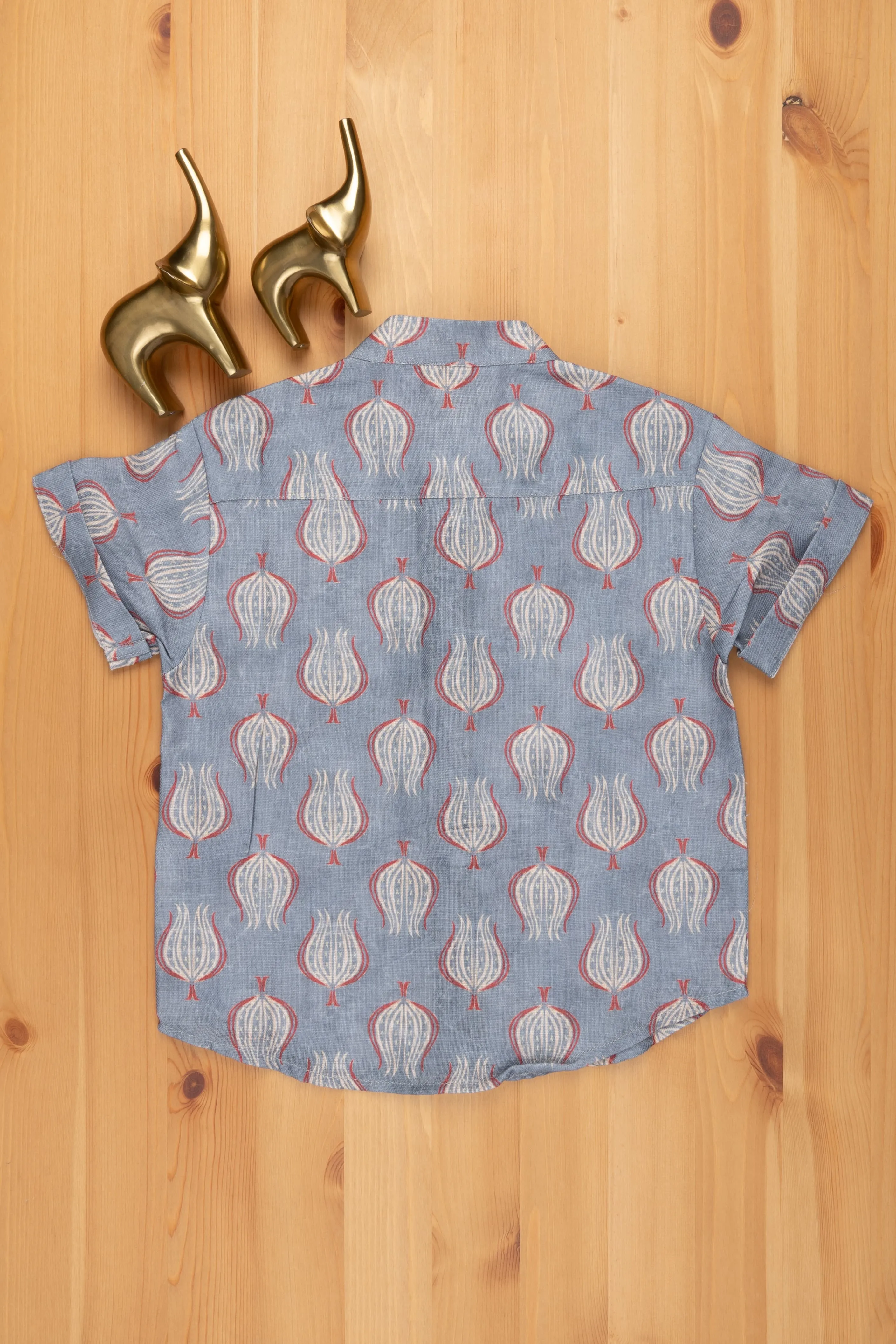Bohemian Vibes: Ajrakh Hand Block Print Boys' Shirt for a Free-Spirited Look