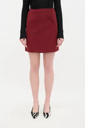 Burgundy Wool Wrap Mini Skirt