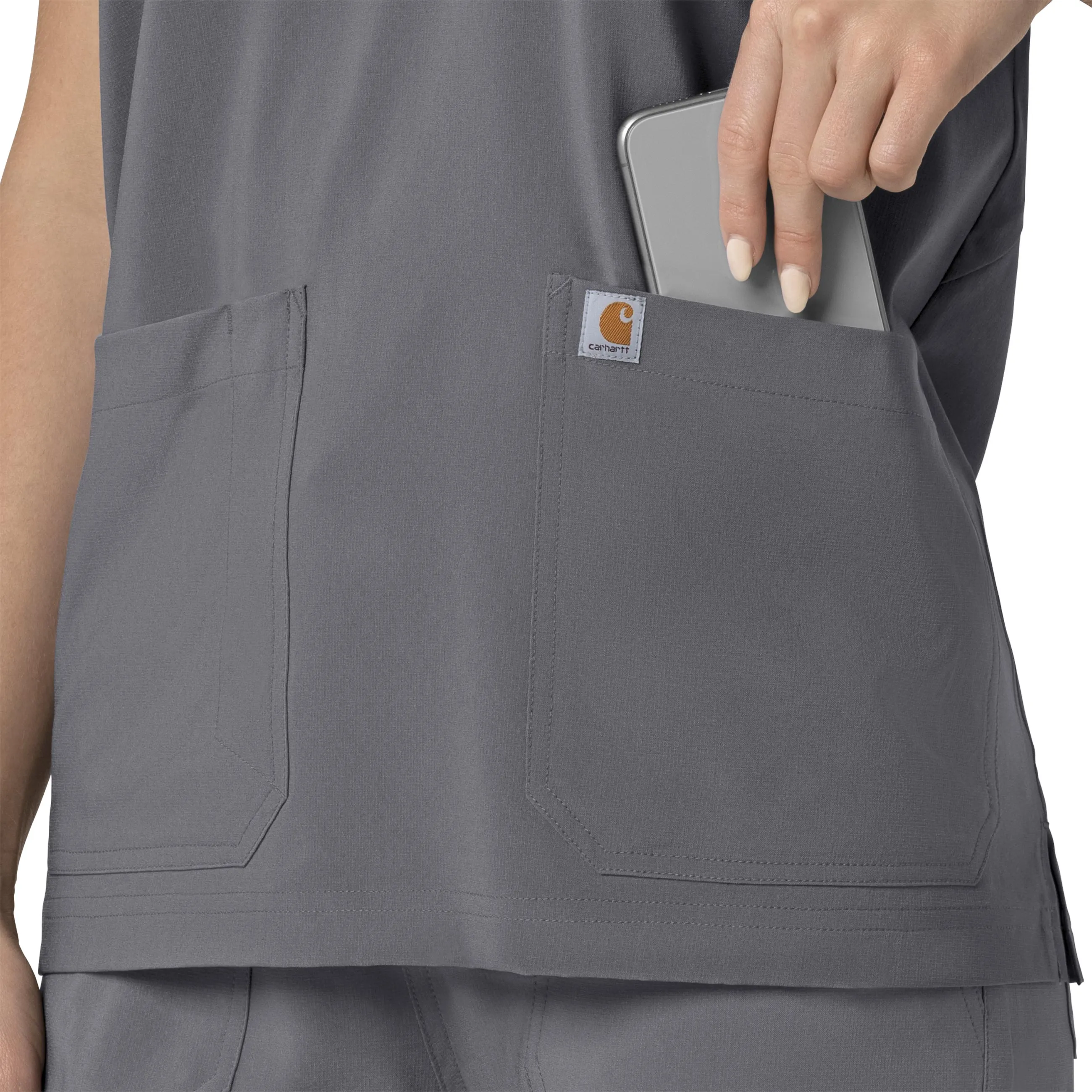 Carhartt Force Cross-Flex Women's Oversized V-Neck Scrub Top - Pewter