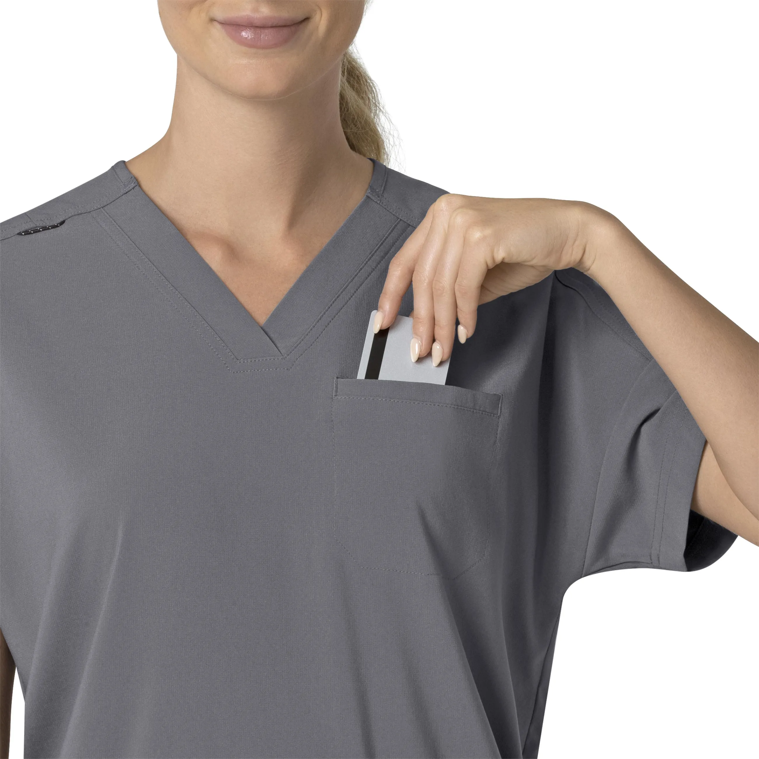 Carhartt Force Cross-Flex Women's Oversized V-Neck Scrub Top - Pewter