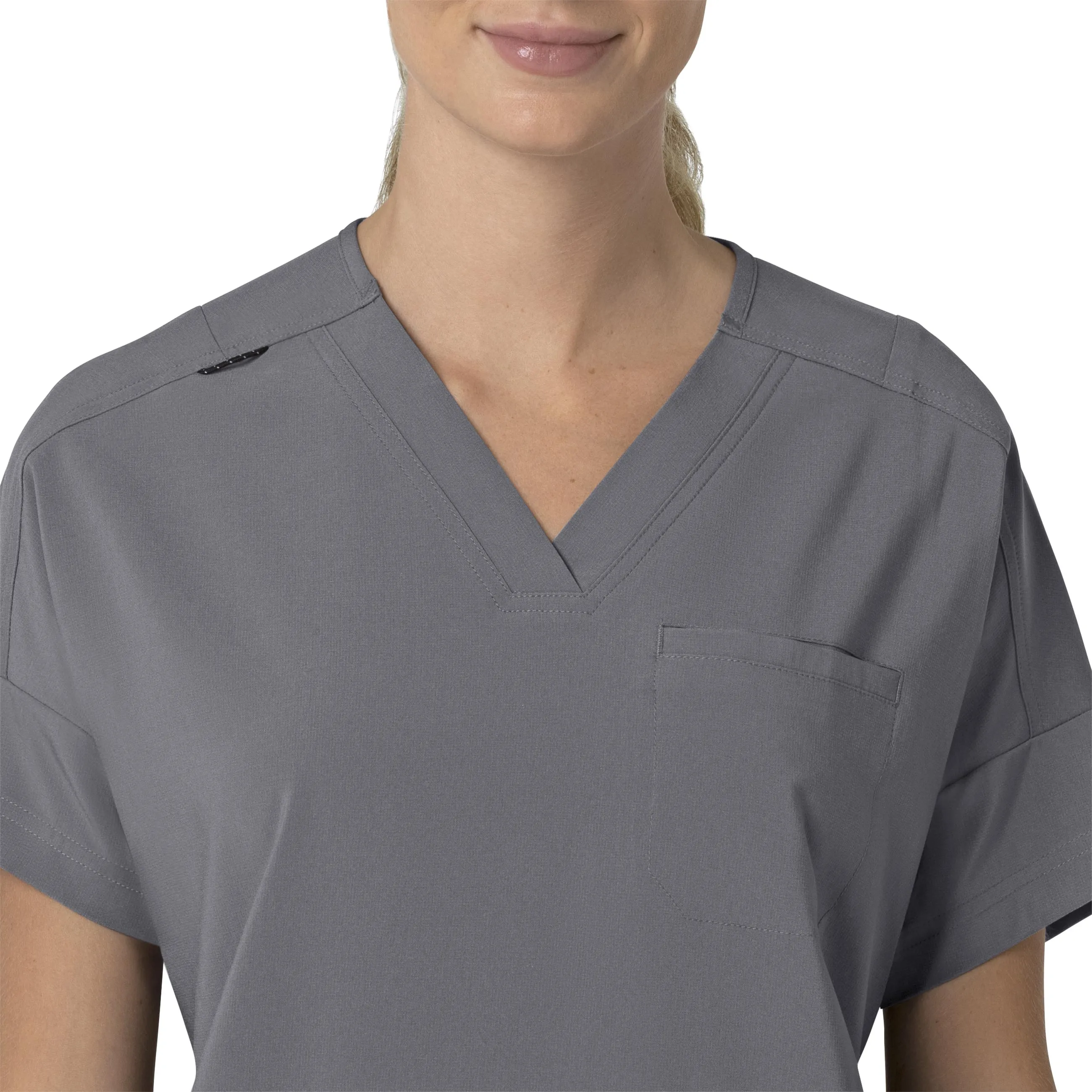 Carhartt Force Cross-Flex Women's Oversized V-Neck Scrub Top - Pewter