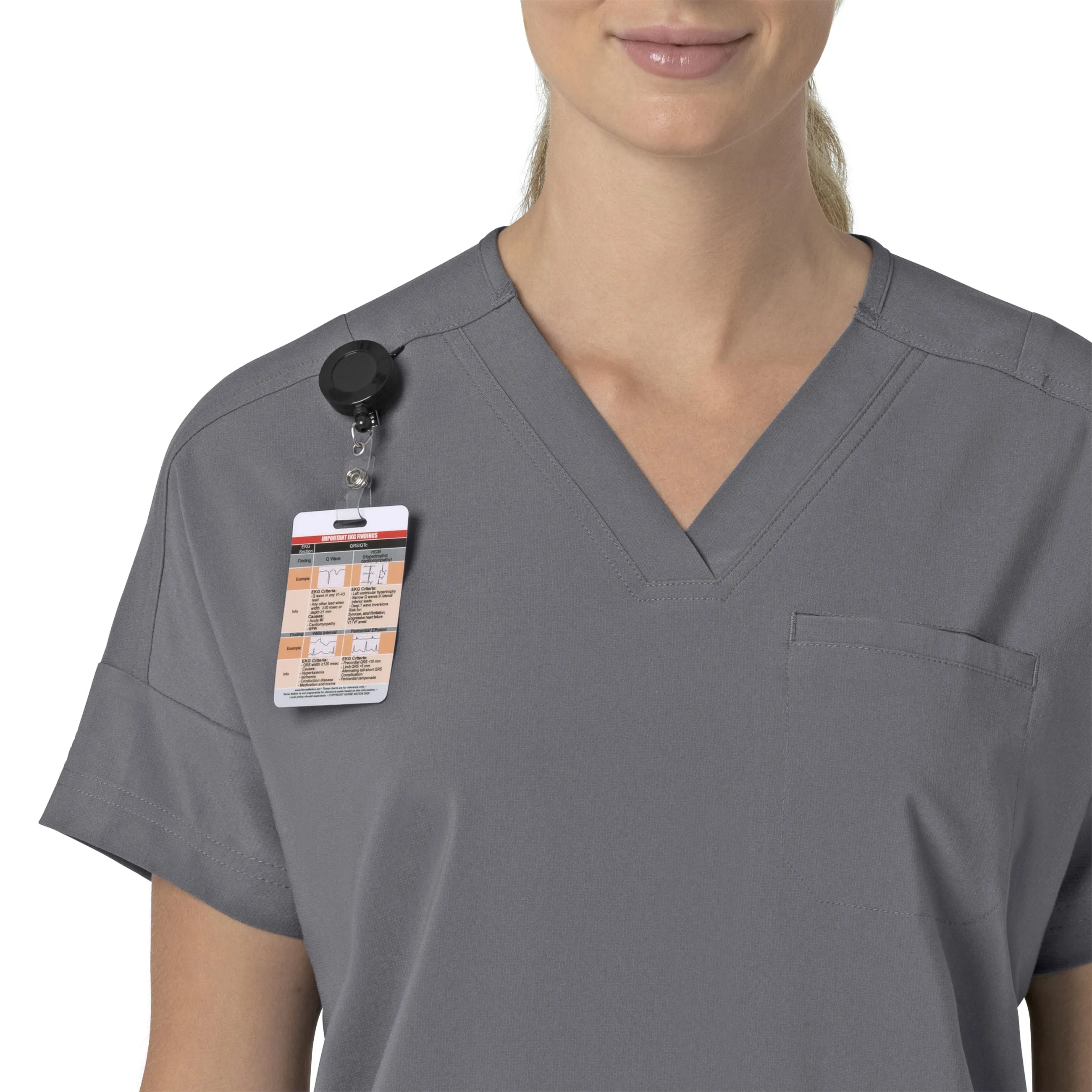 Carhartt Force Cross-Flex Women's Oversized V-Neck Scrub Top - Pewter
