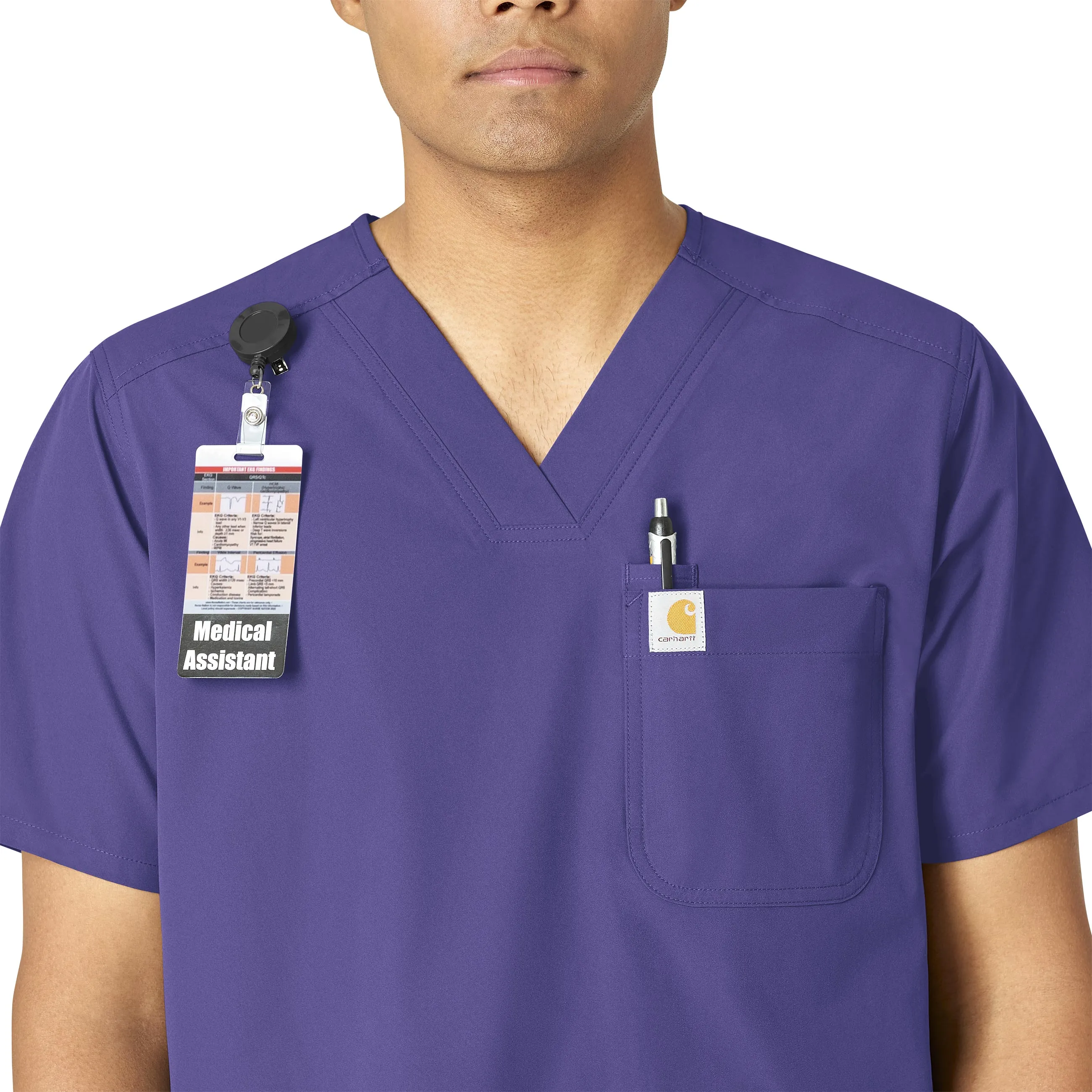 Carhartt Force Essentials Men's V-Neck Shirttail Scrub Top - Grape