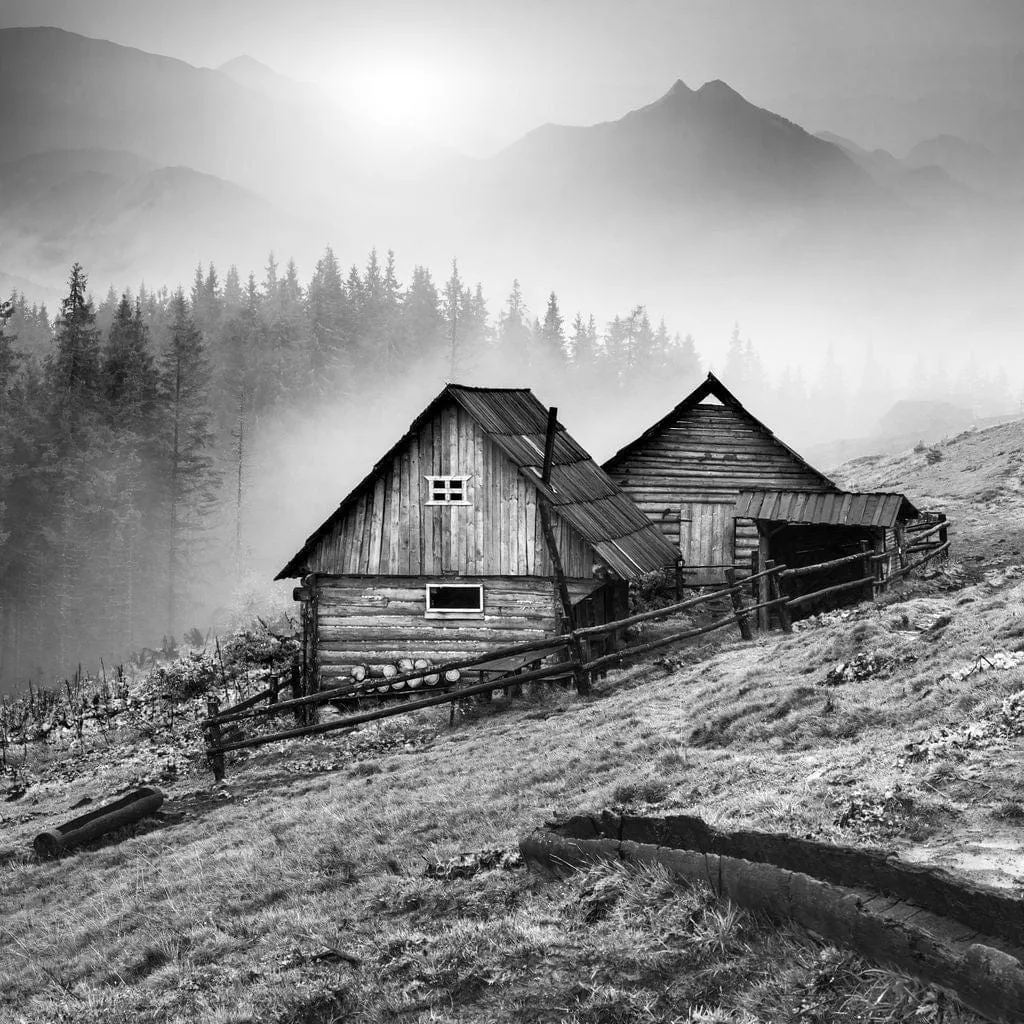 Carpathian Village in Black & White