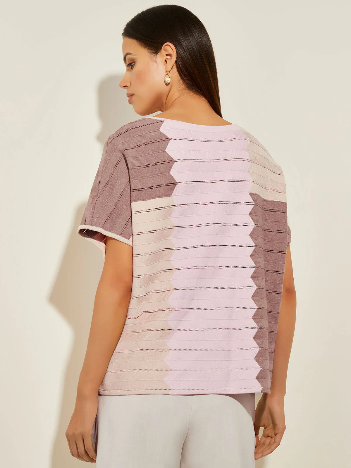 Colorblock Dolman Sleeve Recycled Knit Tunic