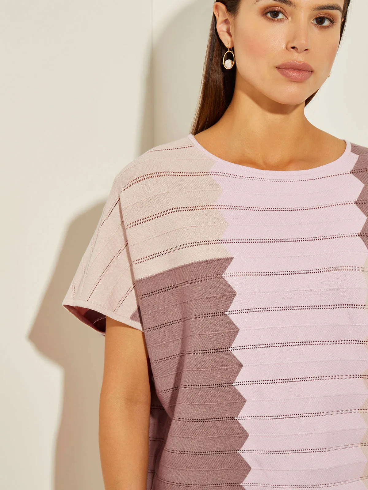 Colorblock Dolman Sleeve Recycled Knit Tunic
