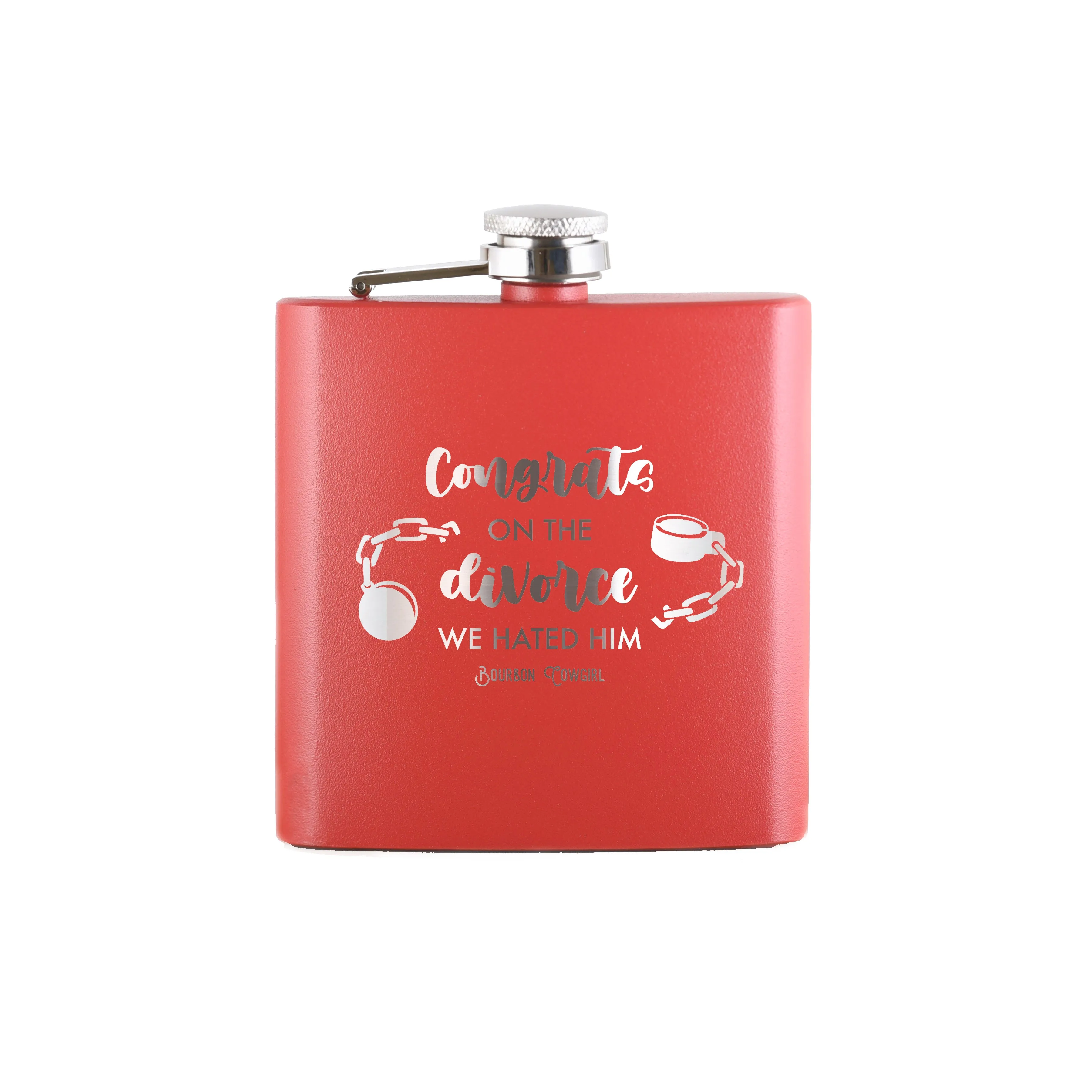 Congrats on the Divorce We Hated Him Flask Gift - Bourbon Cowgirl