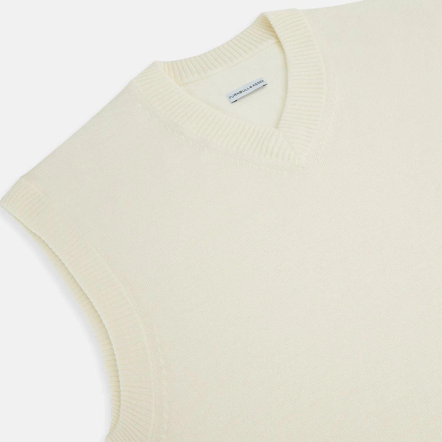 Cream Fine Merino V-Neck Vest