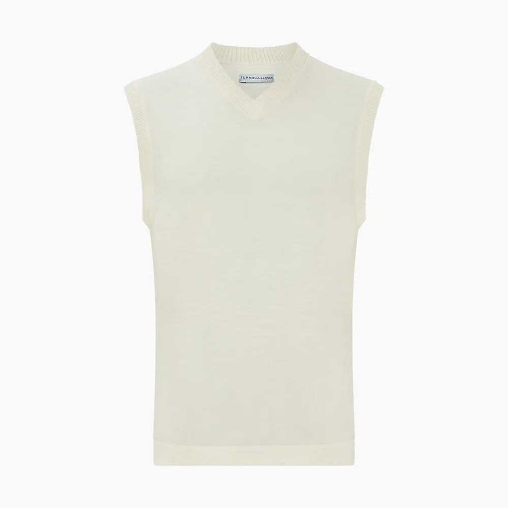Cream Fine Merino V-Neck Vest