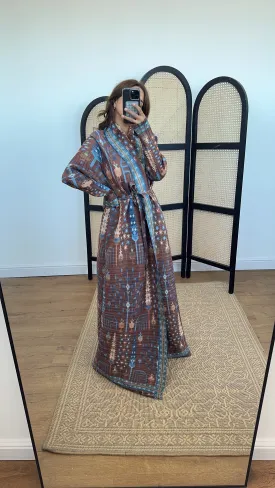 Dani printed kimono brown/blue