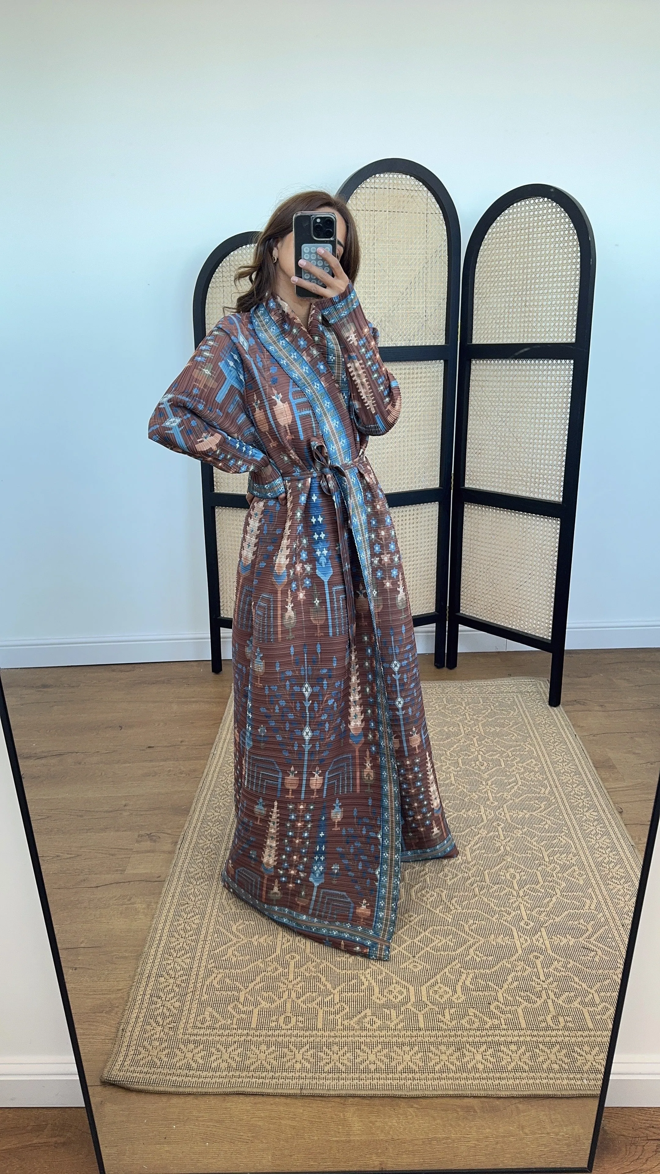Dani printed kimono brown/blue