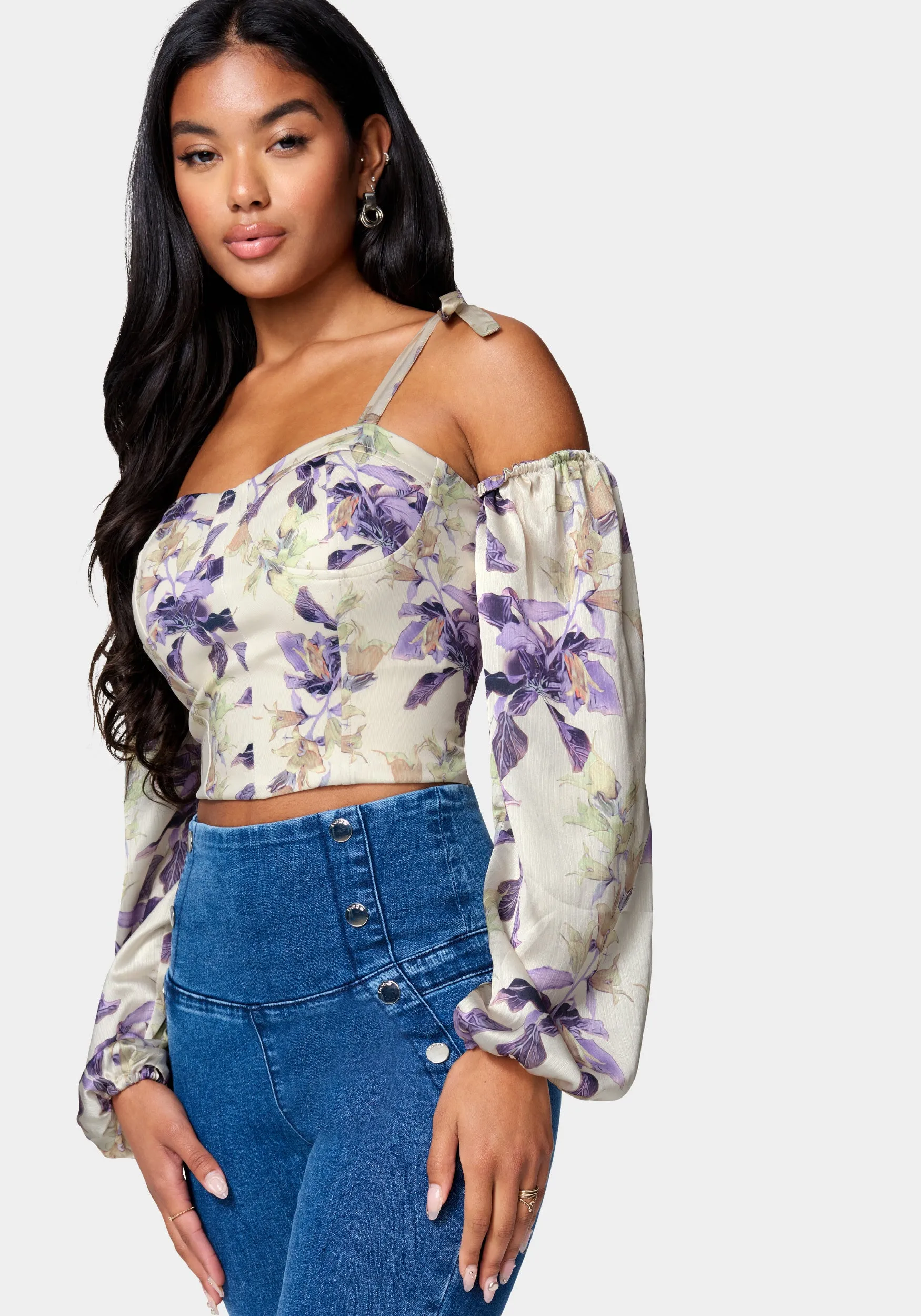 Detachable Sleeve Bustier Top