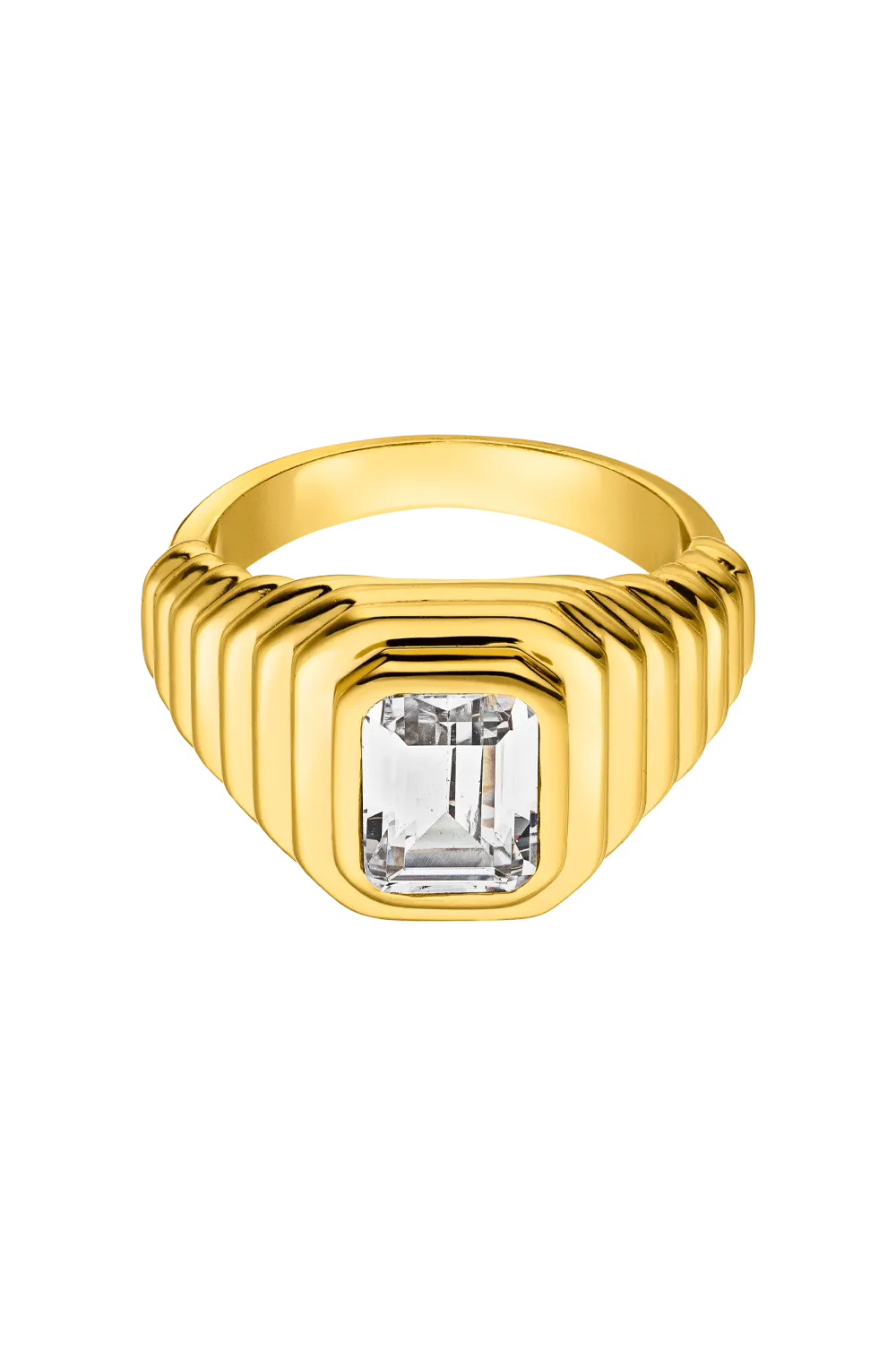 Emerald Ring White 14K Gold Plated