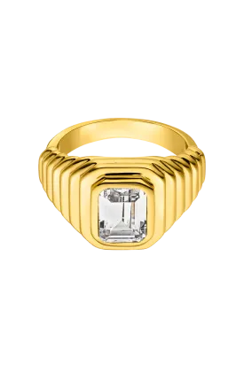 Emerald Ring White 14K Gold Plated
