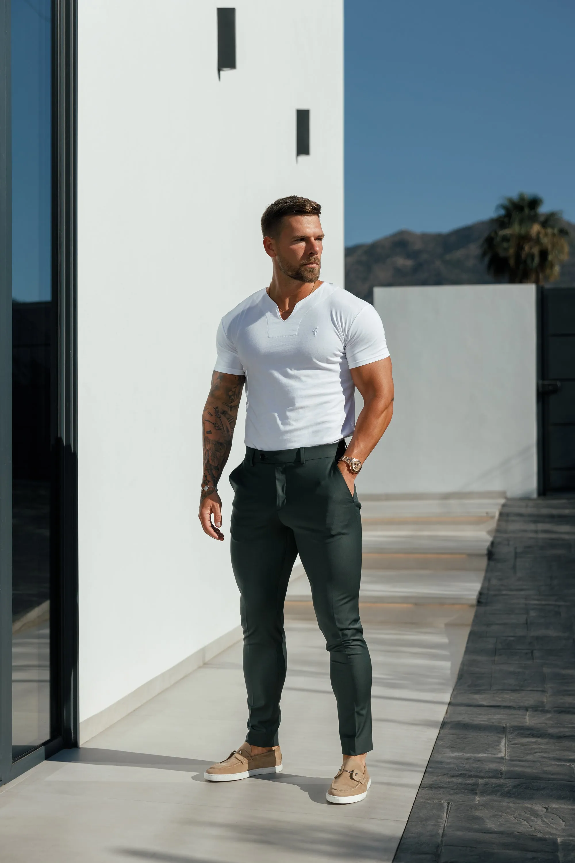 Father Sons Advanced V Neck Crew Short Sleeve White - FSH1011