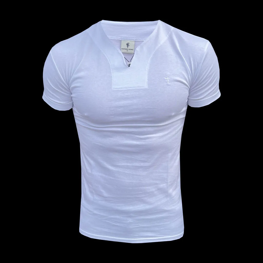 Father Sons Advanced V Neck Crew Short Sleeve White - FSH1011