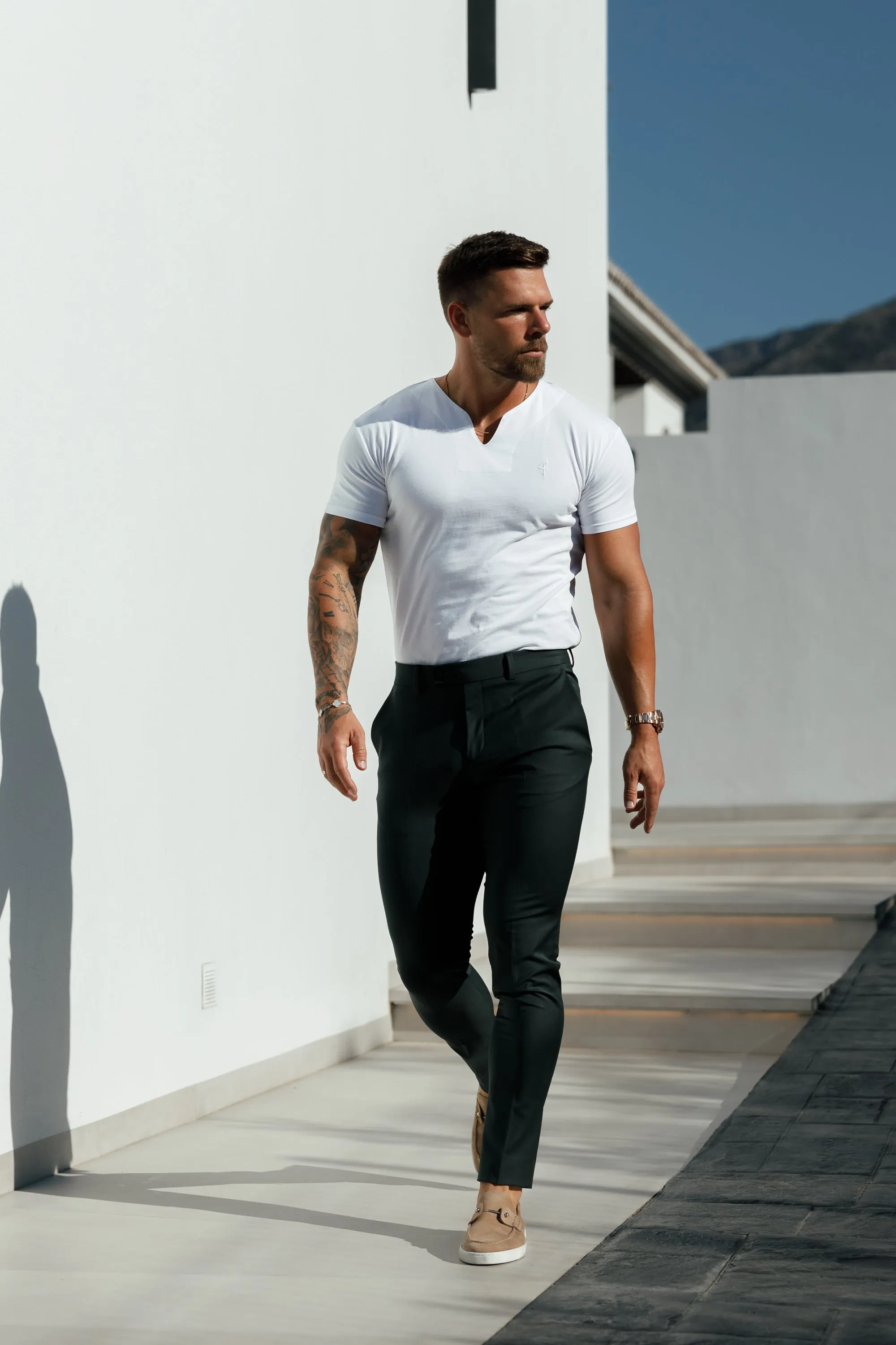 Father Sons Advanced V Neck Crew Short Sleeve White - FSH1011