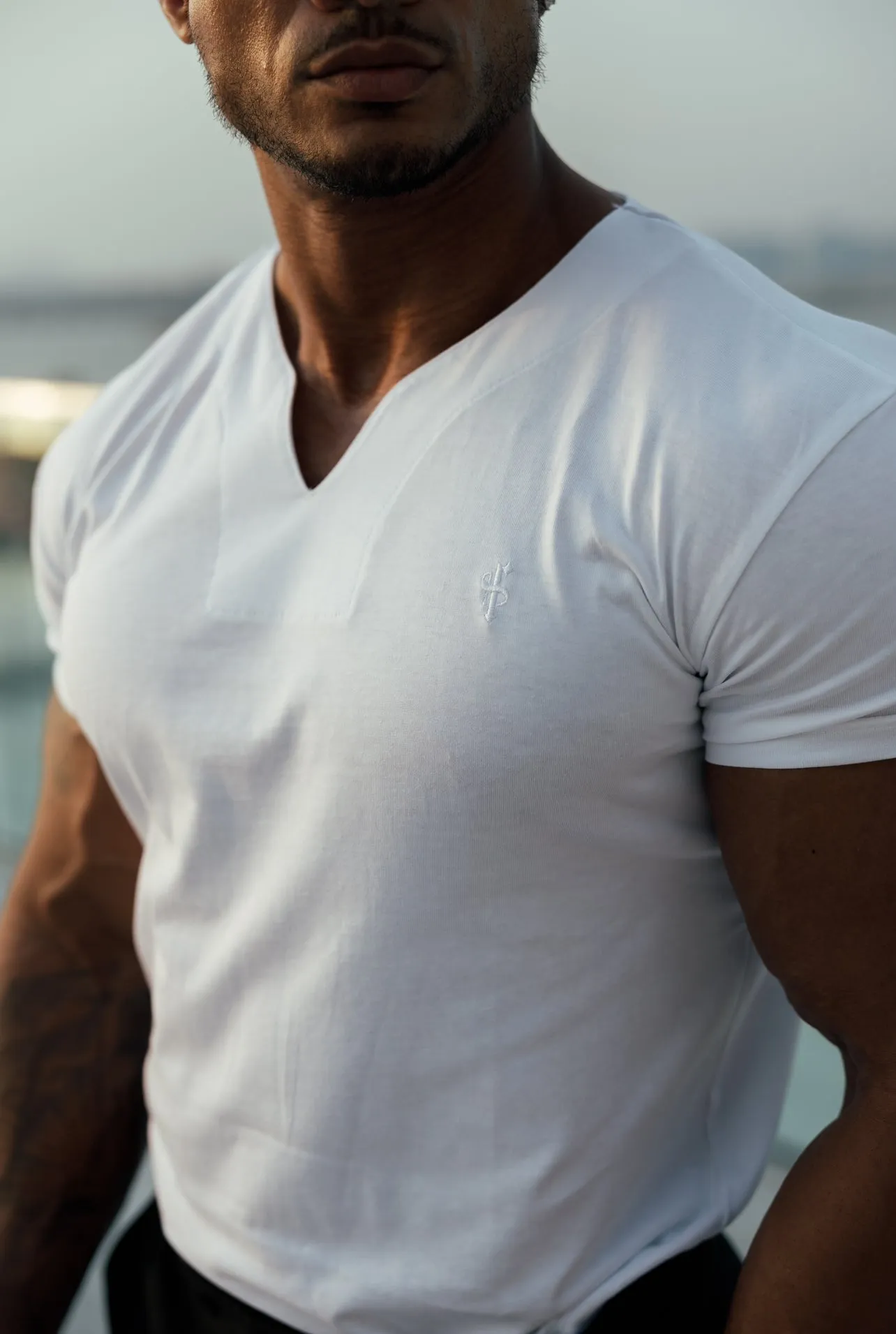 Father Sons Advanced V Neck Crew Short Sleeve White - FSH1011