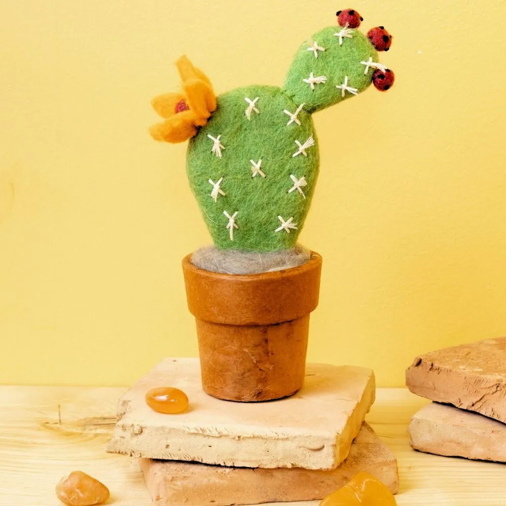 Felt Prickly Pear Potted Cactus