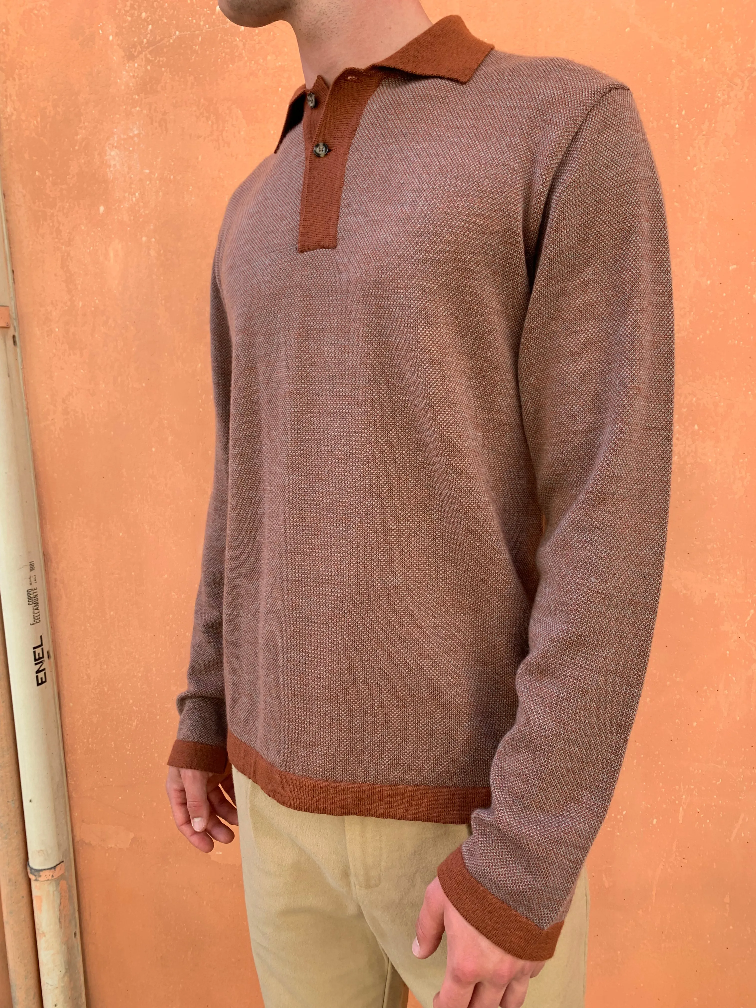 FEYSTONGAL - KNIT POLO-SHIRT - Wool Copper - Beige