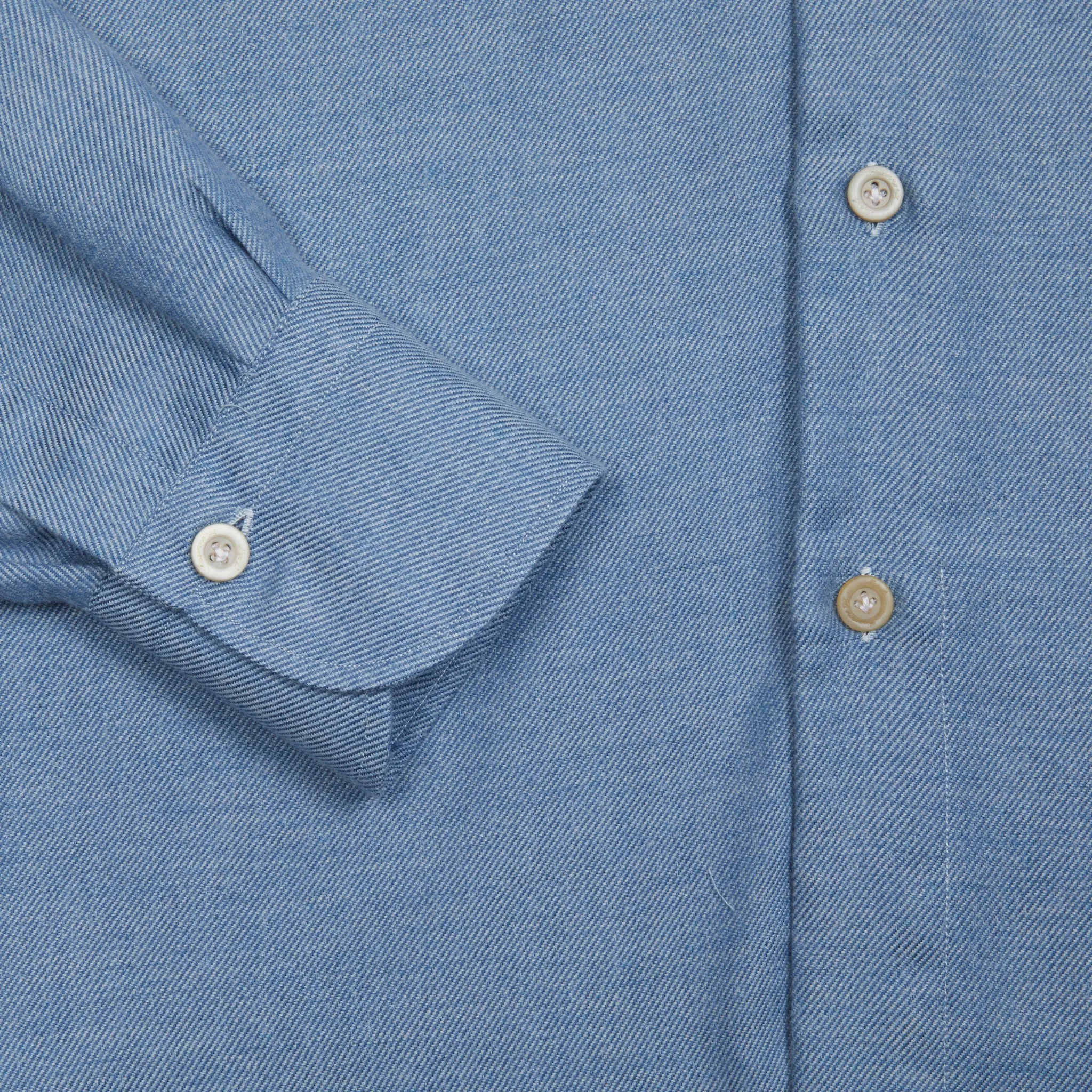 Finamore Napoli Cotton/Cashmere Shirt in Blue